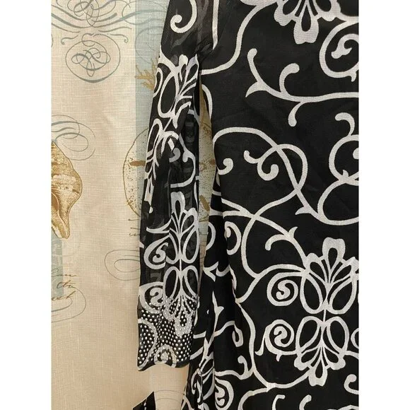 I.N.C Blush Garden Rhinestone Black White Business Macys Pullover Business Sm - Picture 9 of 12